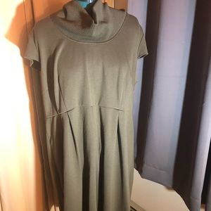 Olive funnel neck dress, great for work